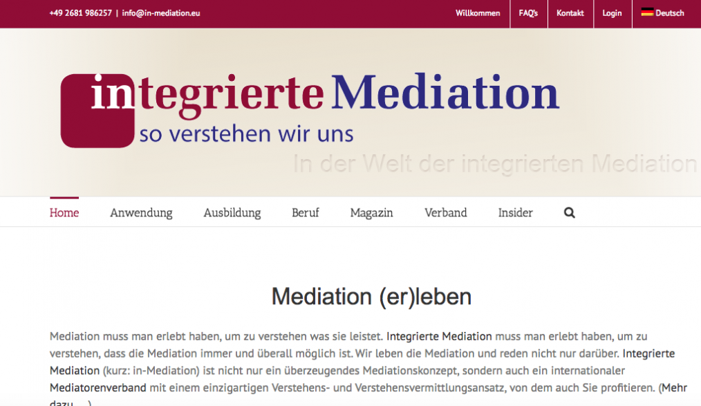 Webseite der Integrierten Mediation